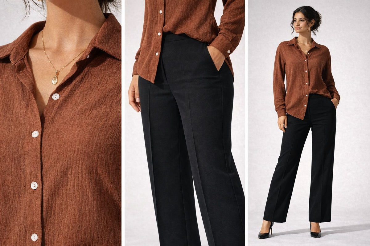 Pink Textured Shirt & Black Mid Rise Trouser Co-ord Set